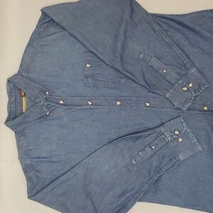 Outdoors Men Denim Shirt 100 Cotton Long Sleeves One Pocket  XL